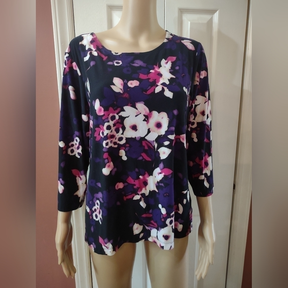 M collection women's size large floral blouse shirt top